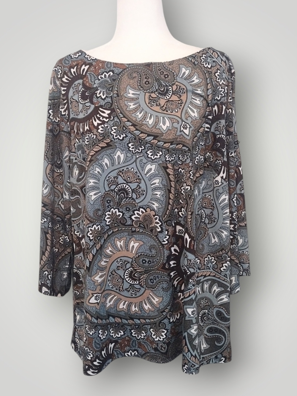 Dress Barn Women's Paisley Boatneck Tunic Top Size 2XL